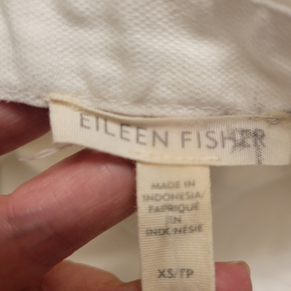 Eileen Fisher Cotton Hemp Stretch Jumpsuit ankle length white XS - Picture 5 of 13